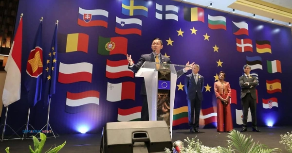 Menko Ipk Agus Harimurti Yudhoyono Ahy Berpidato Dalam Perayaan Europe Day Di Jakarta