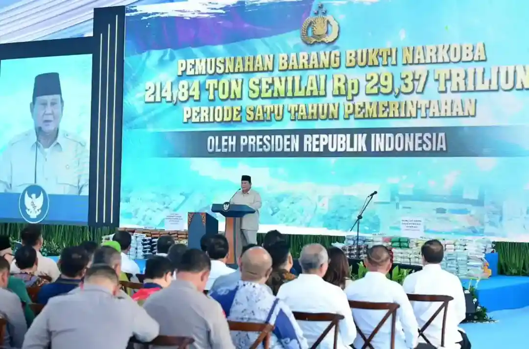 Presiden Prabowo Saat Pemusnahan Narkoba Di Mabes Polri